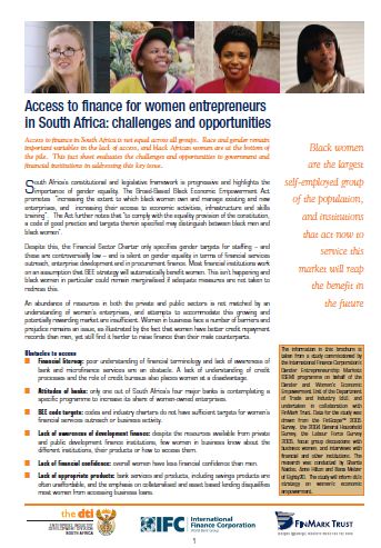 Access to Finance for Women Entrepreneurs in South Africa