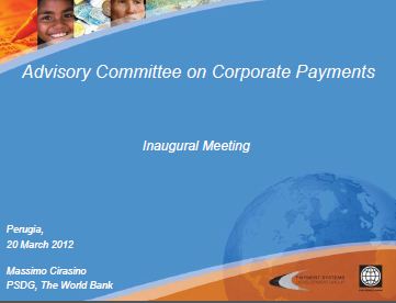 Advisory Committee on Corporate Payments - Inaugural Meeting