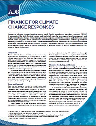 Finance For Climate Change Responses in Small Pacific Developing Countries