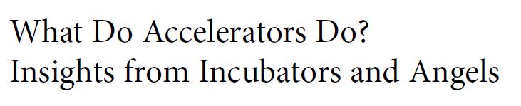 What Do Accelerators Do? Insights from Incubators and Angels