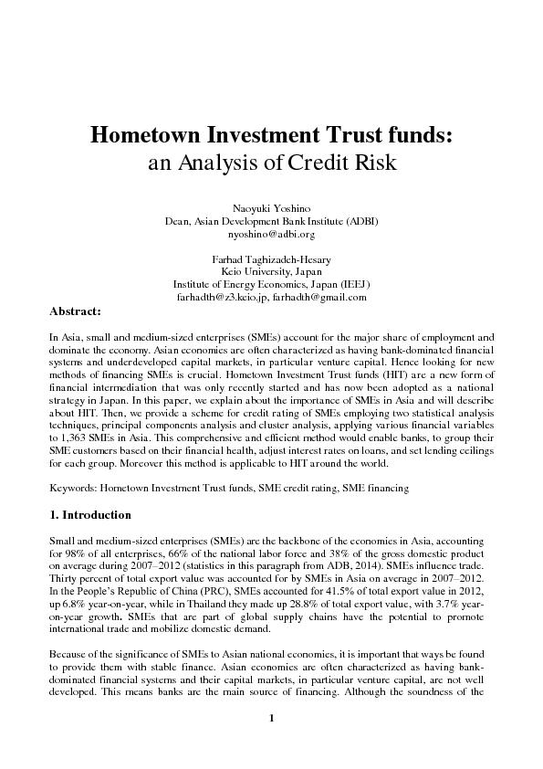 Hometown Investment Trust funds: an Analysis of Credit Risk in Asia