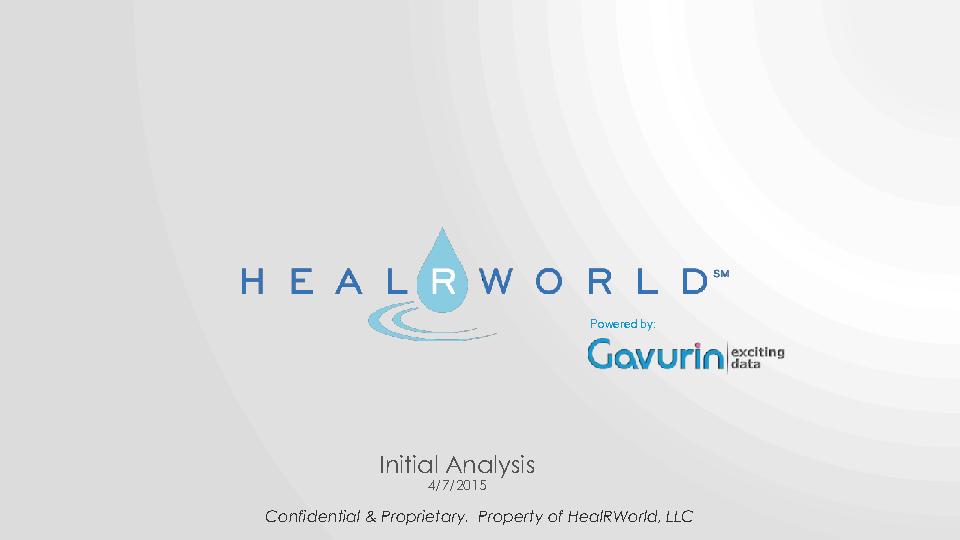 Presentation: Initial Metrics on the HealRWorld Database