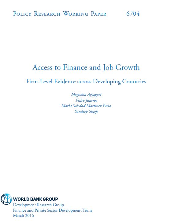 Access to finance and job growth: Firm-level evidence across developing countries