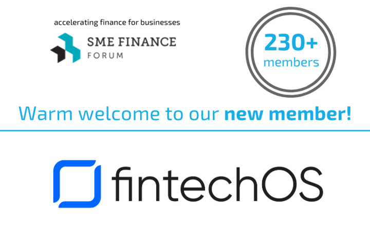 Social media card announcing new member FintechOS to our 230 membership network