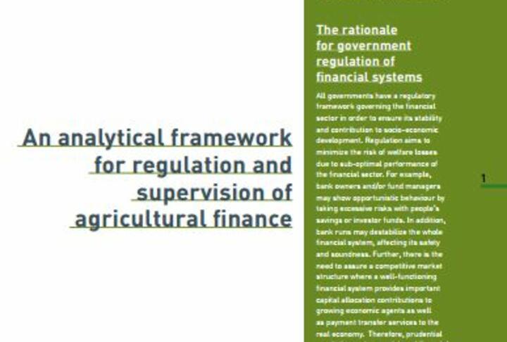 An analytical framework for regulation and supervision of agricultural finance