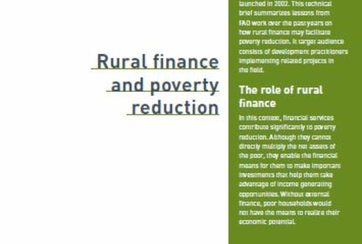 Rural finance and poverty reduction