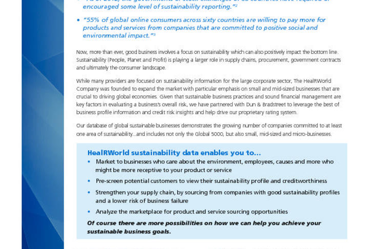 HealRWorld factsheet: Sustainability is becoming a major factor in global business