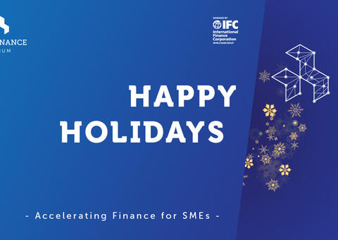 Happy Holidays sign in blue and white letters with a star
