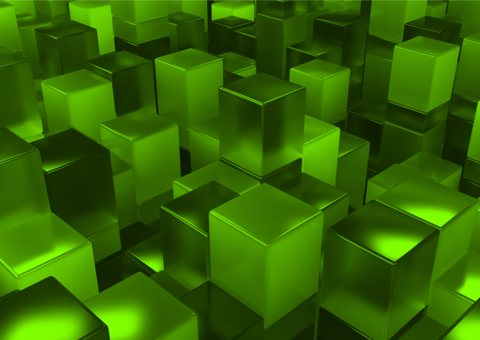 Cube stacks in green background